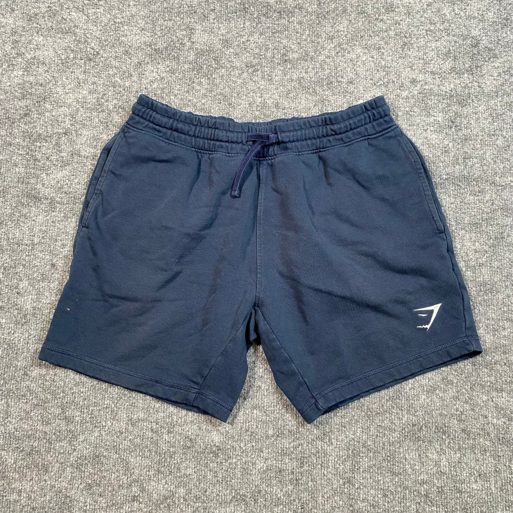Gymshark Crest Shorts Mens Medium Navy Blue Fleece GMSH5015-NV SS21